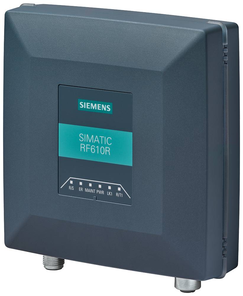 Industrijska RFID naprava znamke Siemens z oznako SIMATIC RF610R za brezžično identifikacijo in prenos podatkov.