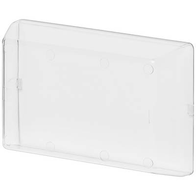 Prozoren pravokoten plastični etui, verjetno namenjen karticam ali majhnim dokumentom, z zaobljenimi robovi.