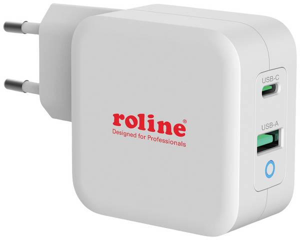 Roline  USB napajalnik 65 W 1x USB-A, 1x USB-C® Power Delivery, QC 3.0 bela v notranjosti