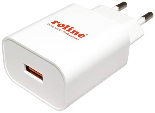 Roline  USB napajalnik 18 W 1x USB-A Quick Charge 3.0 bela v notranjosti z evropskim adapterjem