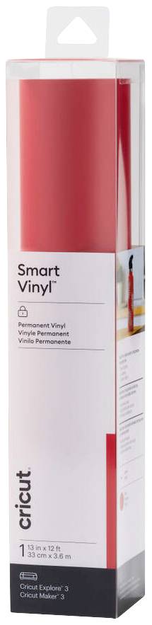 Embalaža rdečega Smart Vinila znamke Cricut, velikosti 33 x 274 cm, primerna za Cricut Explore 3 in Cricut Maker 3. Trajna vinilna folija.