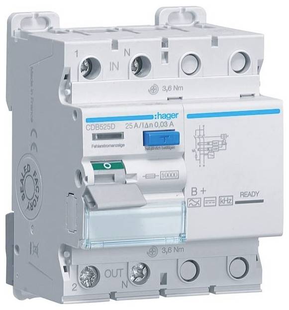 Hager CDB525D CDB525D FID stikalo senzitivni FI za vse vrste toka B+ 25 A 0.03 A 230 V-0