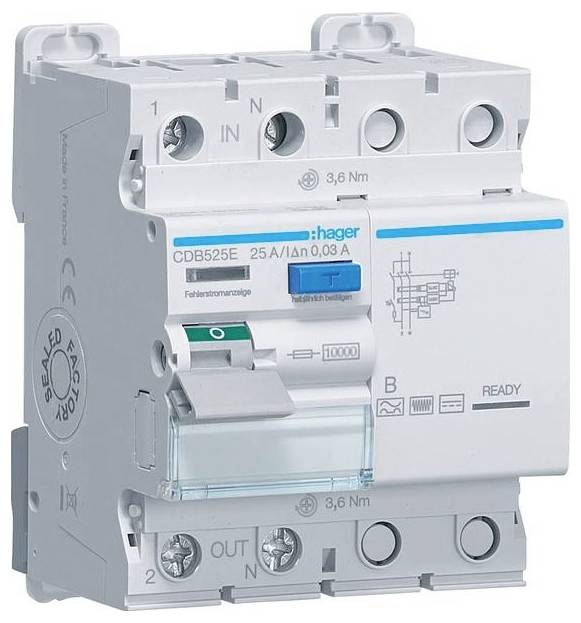 Hager CDB525E CDB525E FID stikalo senzitivni FI za vse vrste toka B 25 A 0.03 A 230 V-0