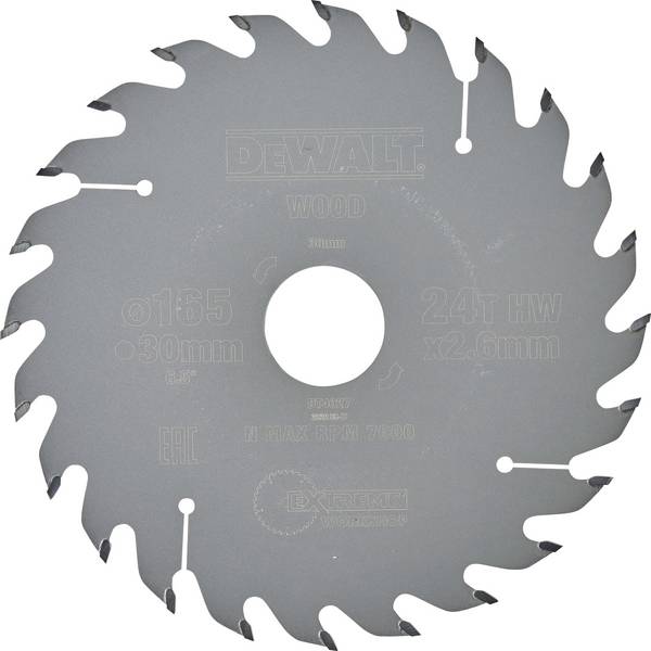 DEWALT DT4027-QZ DT4027-QZ list krožne žage 165 x 30 x 1.8 mm Število zobcev (na colo): 24 1 kos
