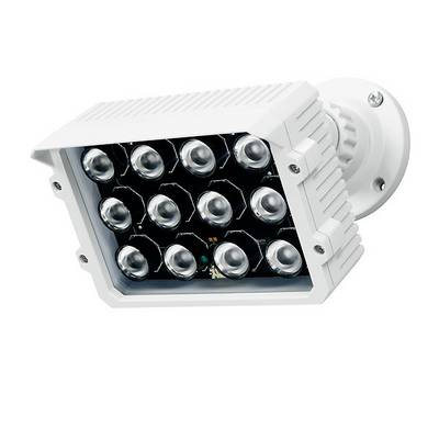 Bela LED infrardeča svetilka z več LED lučmi, pogosto uporabljena za nočni video nadzor.