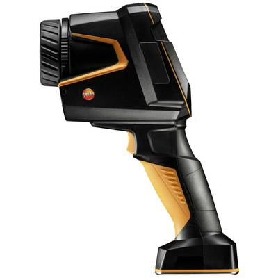 Črna in oranžna termalna kamera z ergonomskim ročajem, posneta s strani.