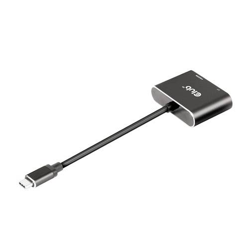Črn USB-C na HDMI adapter s kratkim kablom, primeren za priključitev naprav na zaslone.