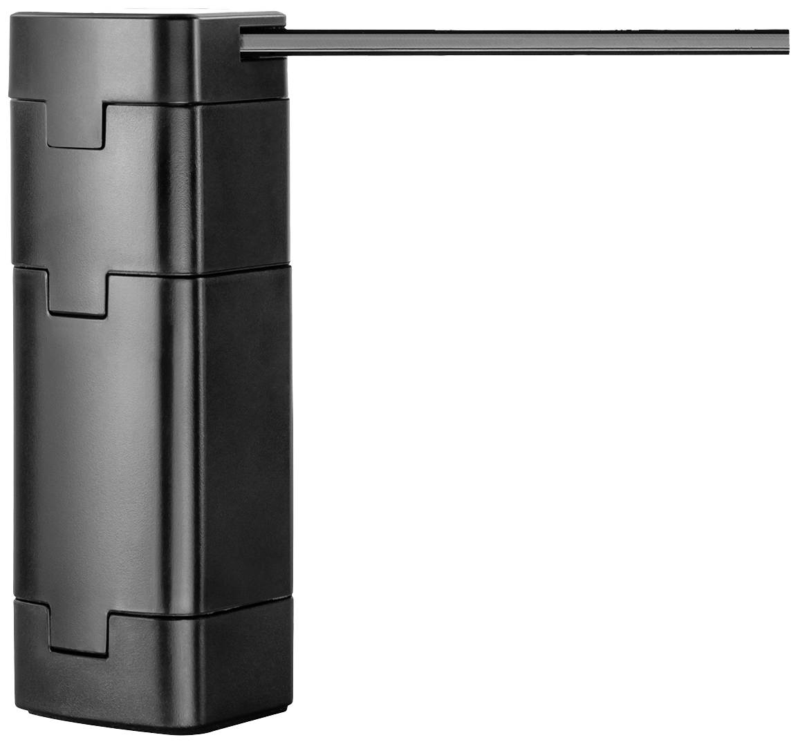 Črna zapornica z dolgim, horizontalnim krakom. Pogosto se uporablja za nadzor dostopa, na primer v parkiriščnih hišah ali varnostnih območjih.