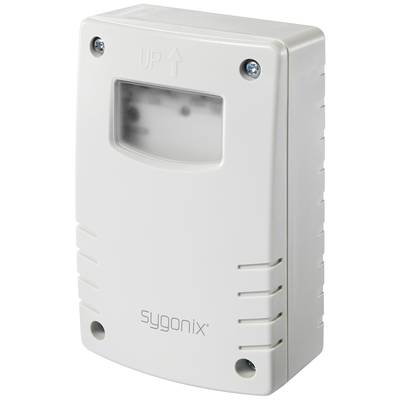Bel senzor gibanja znamke Sygonix z vidnim oknom na vrhu in napisom 'UP', primeren za montažo na steno.
