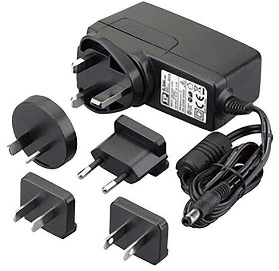 Univerzalni napajalnik z zamenljivimi vtiči za različne električne vtičnice. Idealen za potovanja.