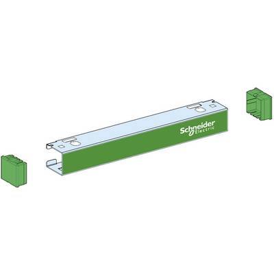 Zeleni pravokotni komponenti z logotipom podjetja Schneider Electric, ob straneh obdani z dvema snemljivima pokrovčkoma.