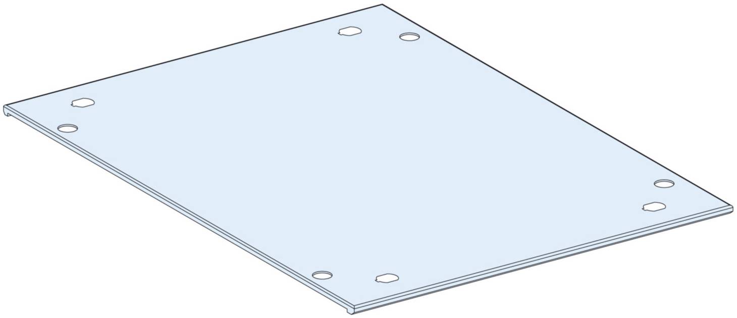 Modro pravokotno kovinsko pločevino z osmimi luknjami v vogalih.