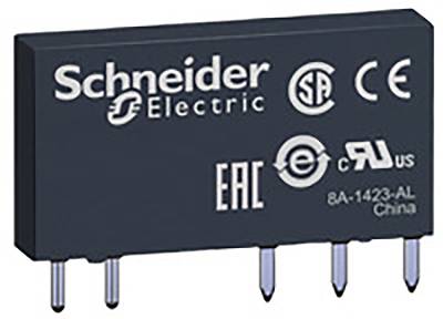 Črni elektronski komponenti podjetja Schneider Electric z več certifikacijskimi logotipi, vključno z CE in EAC.