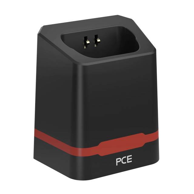 Črna polnilna osnova z rdečim trakom in napisom 'PCE', primerna za polnjenje elektronskih naprav.