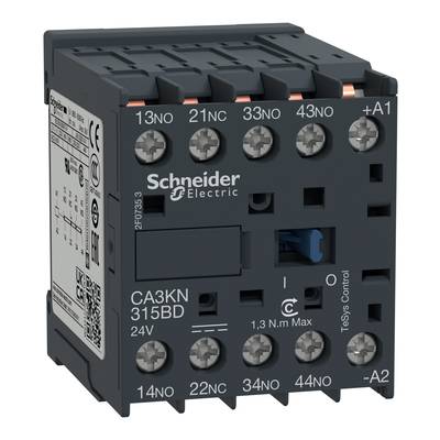 'Schneider Electric stikalo CA3KN 315BD, 24V, z 10 priključnimi sponkami. Kompaktna izvedba, temno ohišje.'