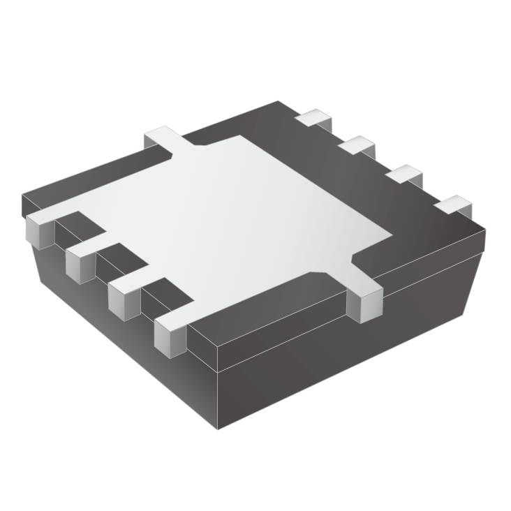 Tritiracionalni model elektronskega mikročipa v črni in srebrni barvi, z več priključki na straneh.