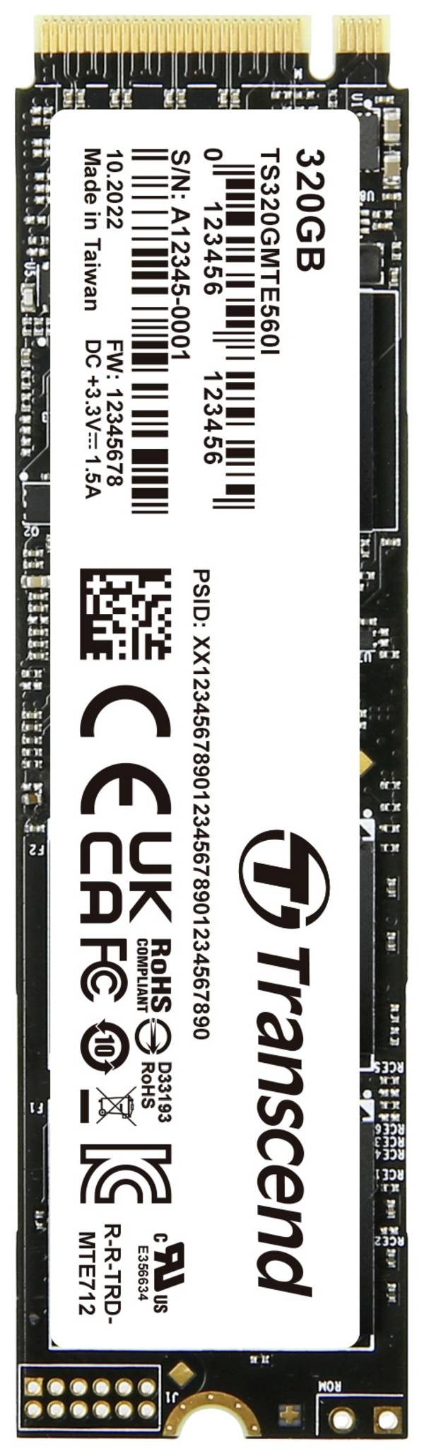 Transcend MTE560I 320 GB notranji M.2 PCIe NVMe SSD 2280 PCIe NVMe 4.0 x4 industrijsko TS320GMTE560I