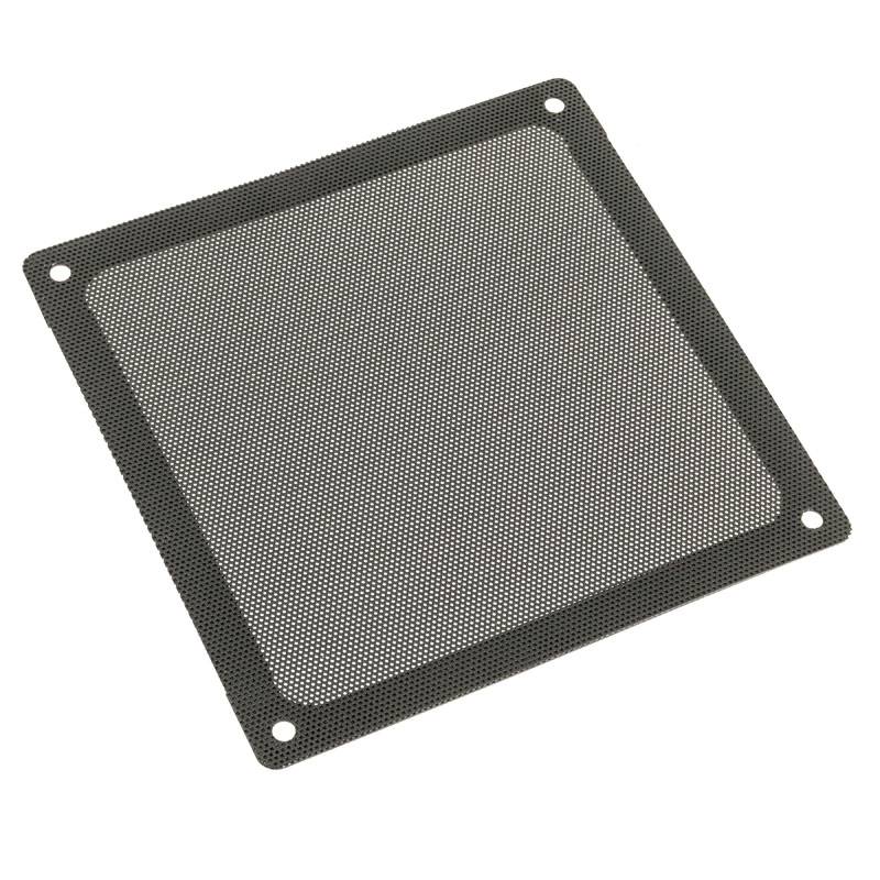 Kvadratni črni filter proti prahu z gosto mrežasto teksturo, ki se običajno uporablja na ohišjih računalnikov za preprečevanje kopičenja prahu.