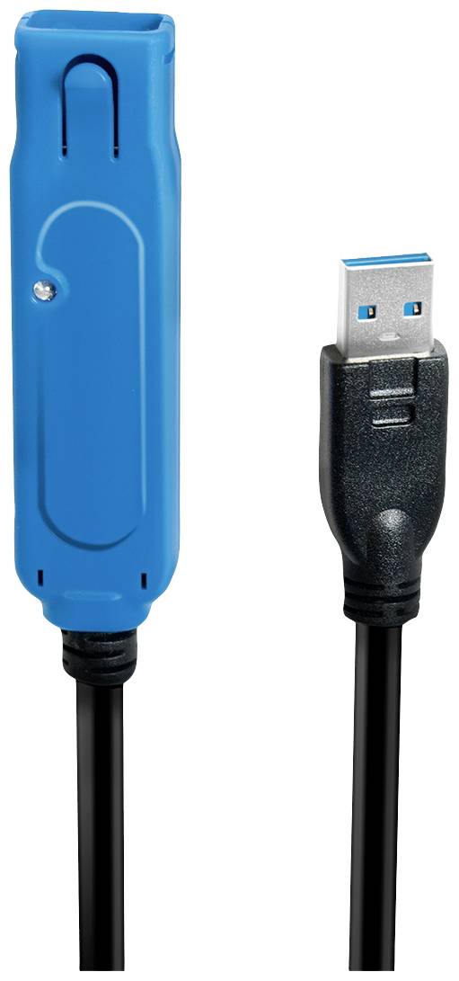 Modro USB-kabel z USB-A vtičem in ohišjem, primerno za podatkovno povezavo in polnjenje.
