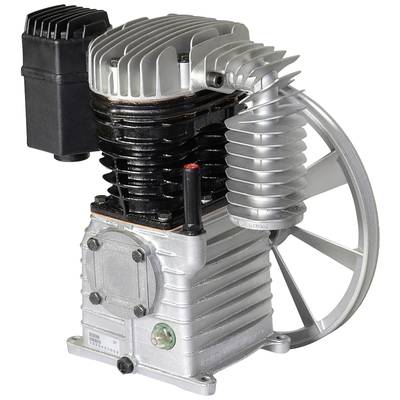Posamezen kompresor z ventilacijskimi rebri in črnim zračnim filtrom, primeren za industrijske aplikacije.