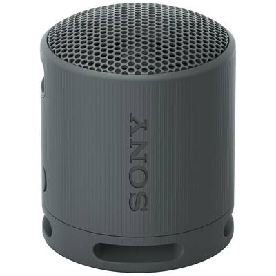 Kompakten, cilindrični Sony zvočnik v temno sivi barvi z valovito površino in izrazitim logotipom Sony.