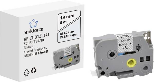 Renkforce RF-LT-BTZe141 kompatibilnost zamenjava Brother TZe-141 18 mm Barva traku: transparentna Barva pisave: črna 8 m