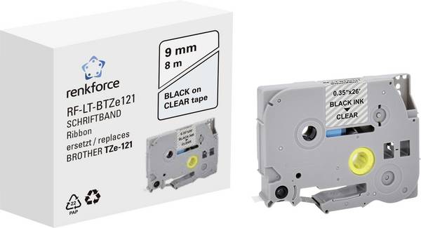 Renkforce RF-LT-BTZe121 kompatibilnost zamenjava Brother TZe-121 9 mm Barva traku: transparentna Barva pisave: črna 8 m