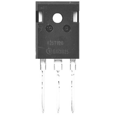 Elektronski element, verjetno tranzistor ali MOSFET, s tremi kovinskimi nogicami spodaj in črno plastično površino zgoraj.