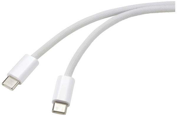 Renkforce USB kabel USB-C® vtič, USB-C® vtič 1.00 m bela zviti pari RF-6056882