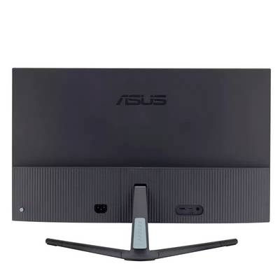 Hrbtna stran ASUS monitorja z ugasnjenim zaslonom, aerodinamično oblikovan stativ na sredini.