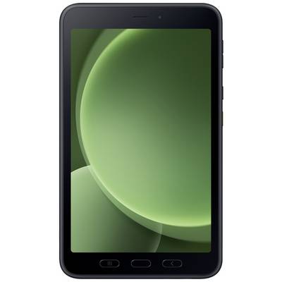 Pametni telefon s črnim ohišjem in zelenim zaslonom. Glavne tipke vidne spodaj na zaslonu.