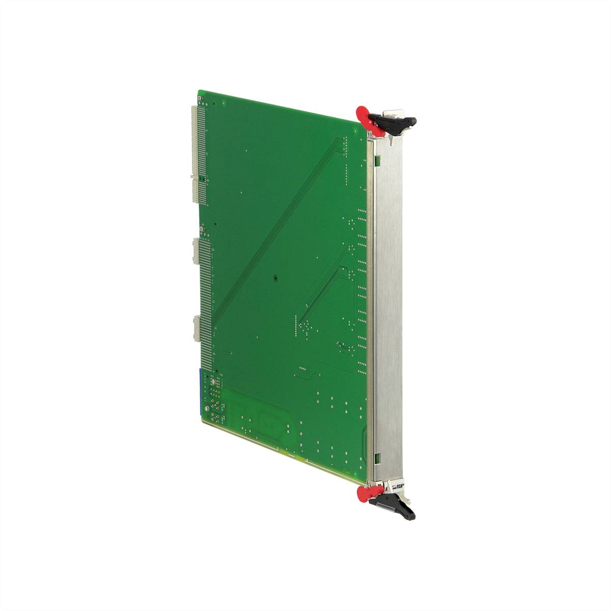 Zelena elektronska tiskanina s kovinskimi pritrdilnimi elementi v vogalih. Pogosto se uporablja v tehničnih sistemih.