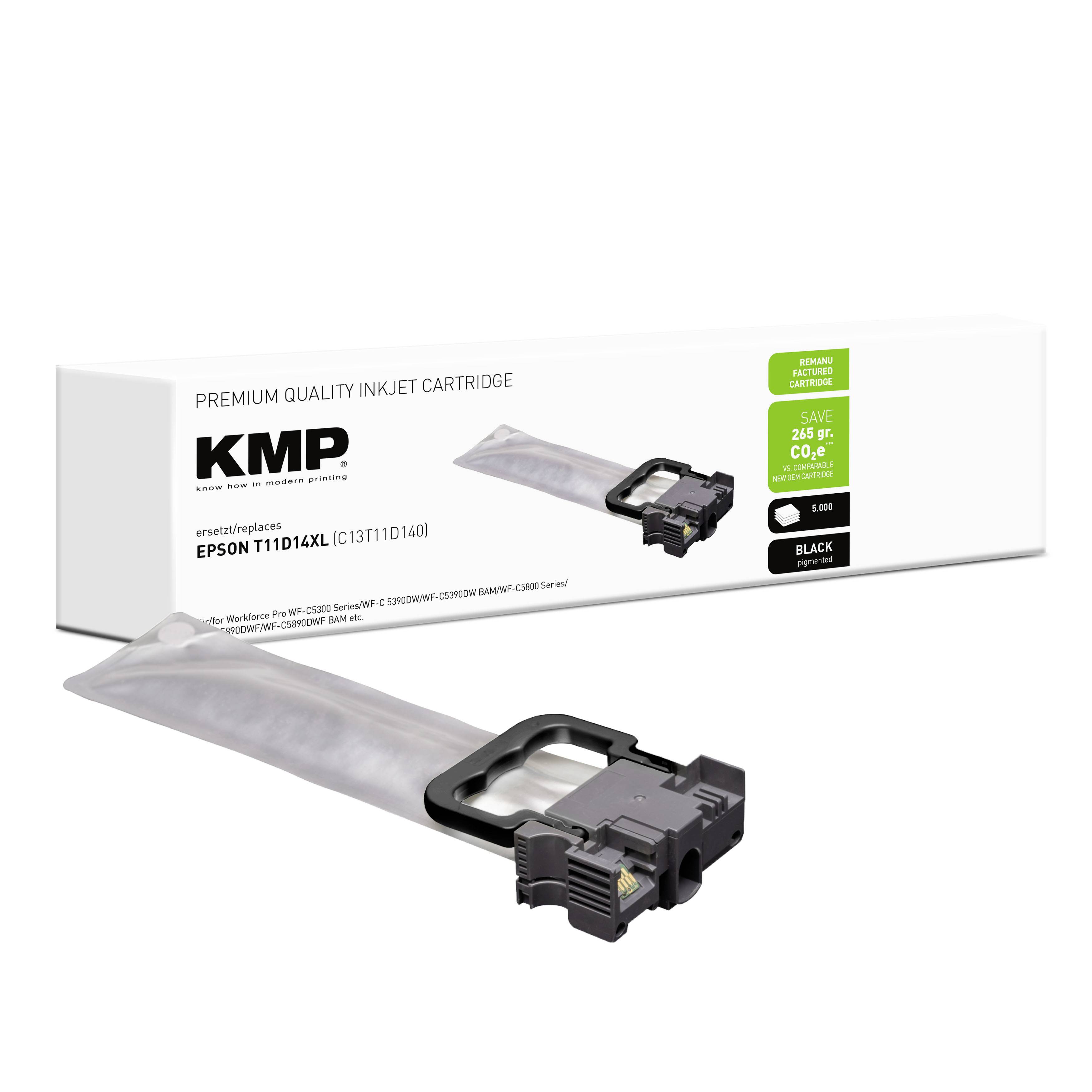 KMP kakovostna kartuša za brizgalni tiskalnik s premoženjem višje kakovosti in embalažo za Epson T11104XL, črna, z oznako za varčevanje z energijo in označbami za združljivost.