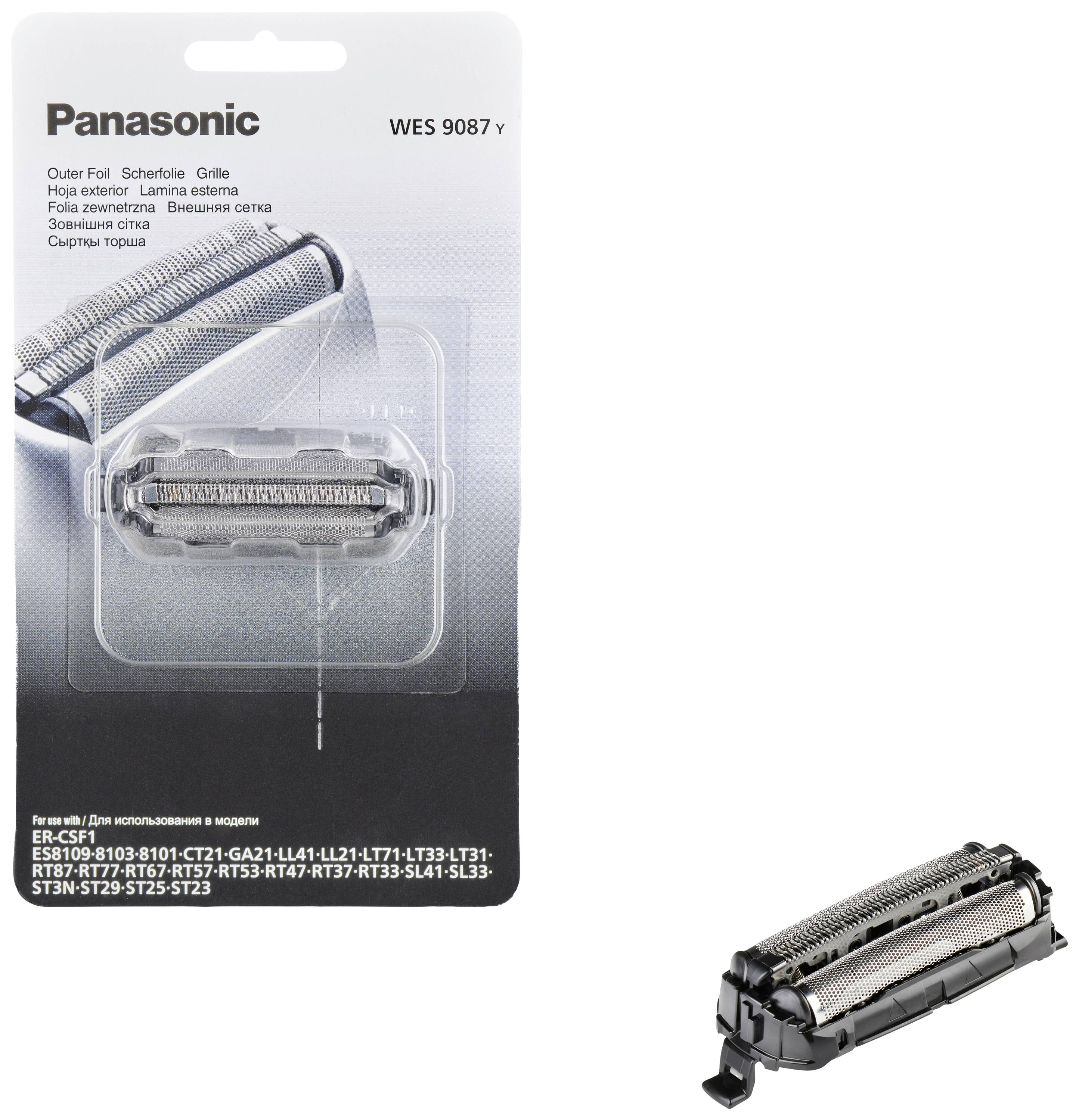 'Nadomestna rezalna folija Panasonic WES9087Y za brivnik. Primerna za modele ES-RF31, ES-RF41 in druge. Nadomestni del v originalni embalaži.'
