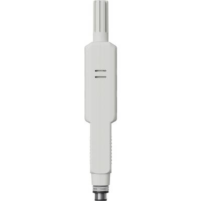 Bela elektronska naprava s cilindričnim vrhom in pravokotnim glavnim telesom, ki ima dva reži, kar morda nakazuje na senzor ali merilno orodje.