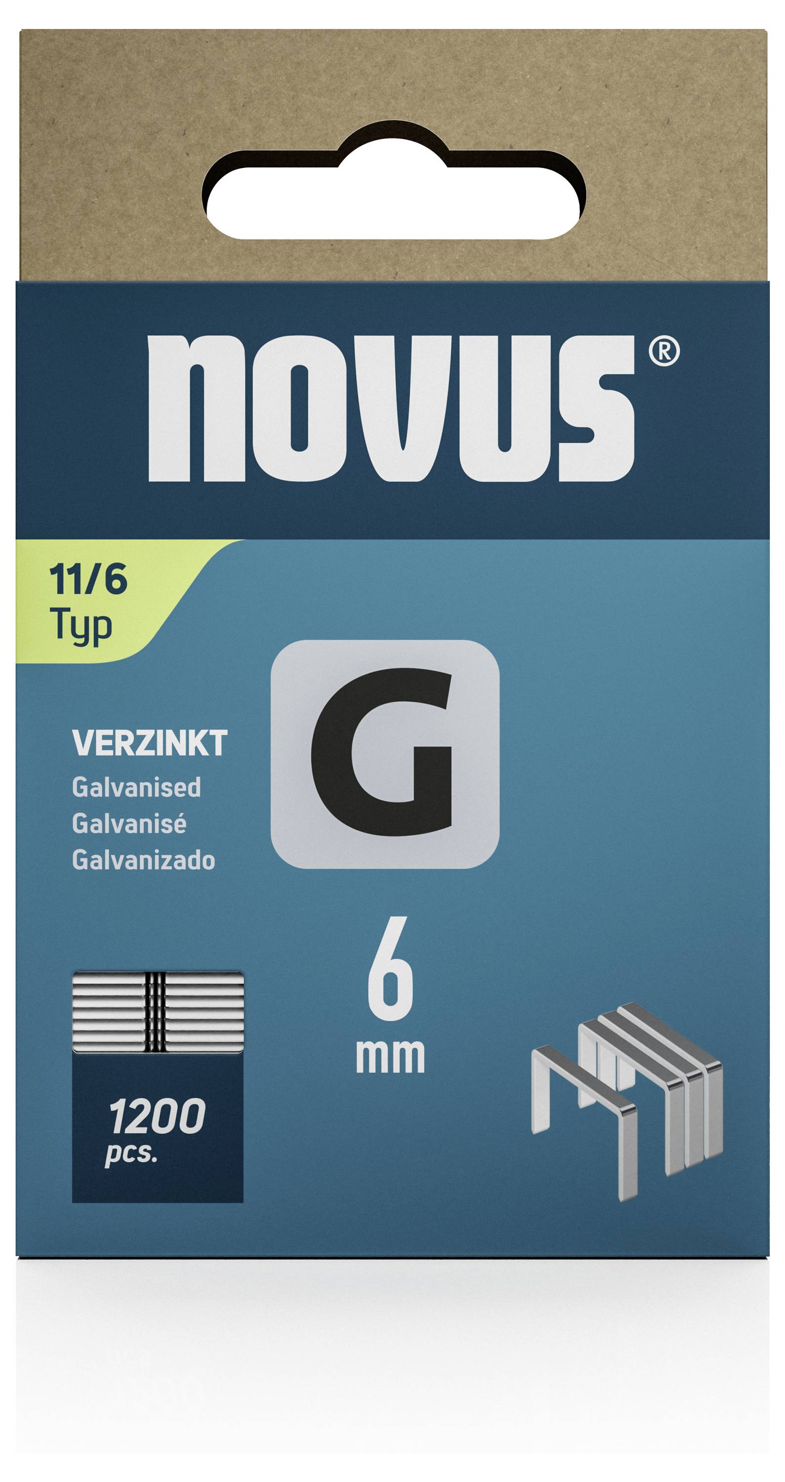 Škatla pocinkanih sponk, tip 11/6, 1200 kosov. Primerne za spenjalnik, sponke so dolge 6 mm.