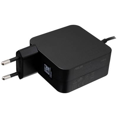 Črni napajalnik z EU vtičem, ki se običajno uporablja za prenosnike ali elektronske naprave.