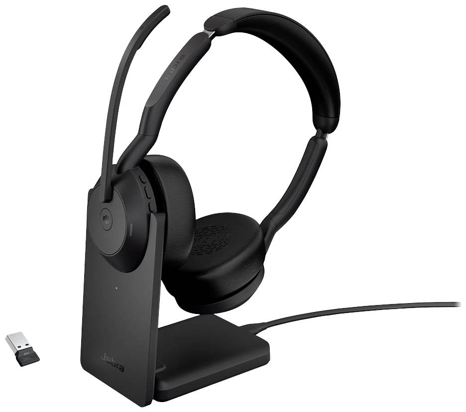 Brezžične stereo slušalke na polnilni postaji z USB ključkom. Idealne za udobno poslušanje ali profesionalno komunikacijo.