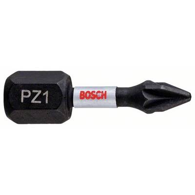 Črn vijačniški bit z napisom 'PZ1' in rdečim logotipom 'BOSCH'. Posebej oblikovana konica za križne vijake.