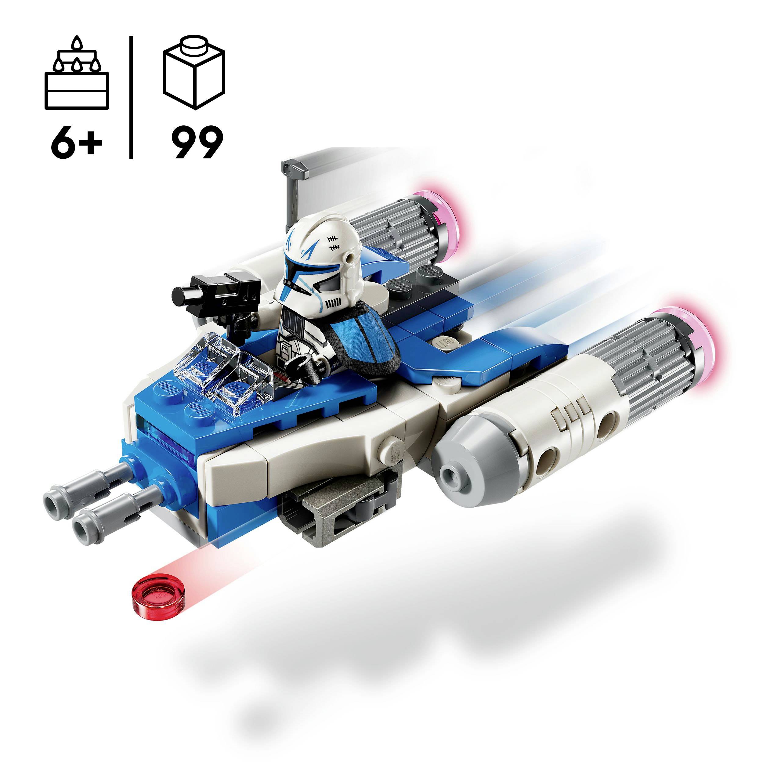 LEGO vesoljski lovec z mini figuro vesoljskega bojevnika, prikazana hitrost gibanja. Za otroke od 6 let, 99 delov.
