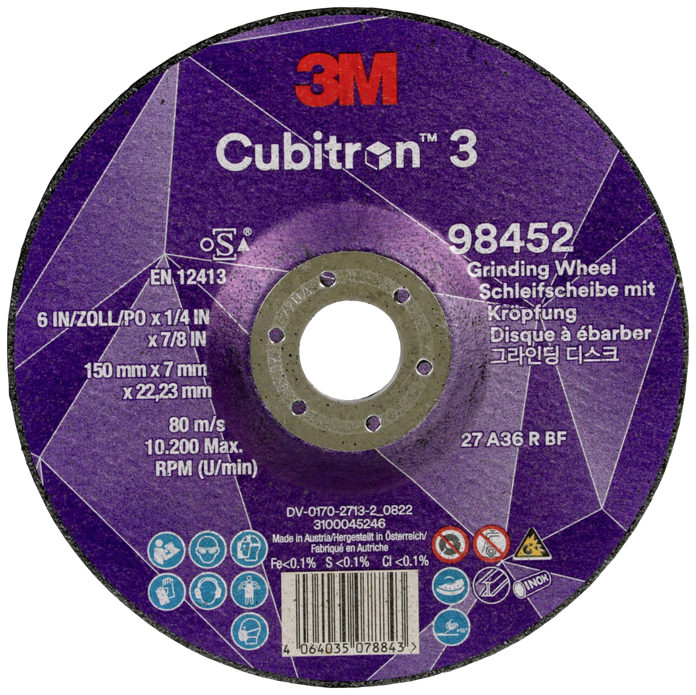 Cubitron 98452 groba plošča za brušenje Premer 150 mm Vrtina-Ø 22.23 mm 10 kos-0