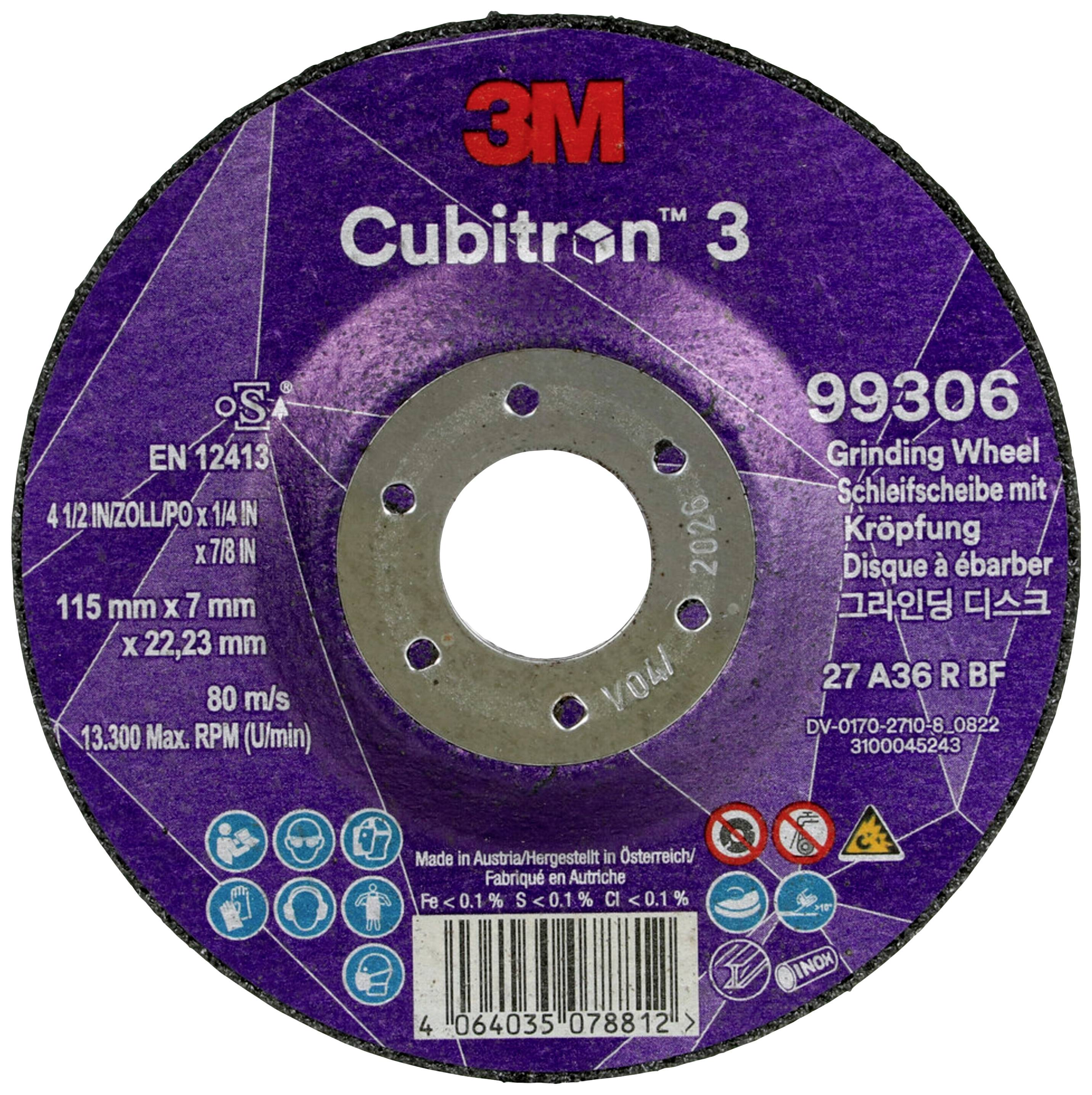 Cubitron 99306 groba plošča za brušenje Premer 115 mm Vrtina-Ø 22.23 mm 10 kos-0