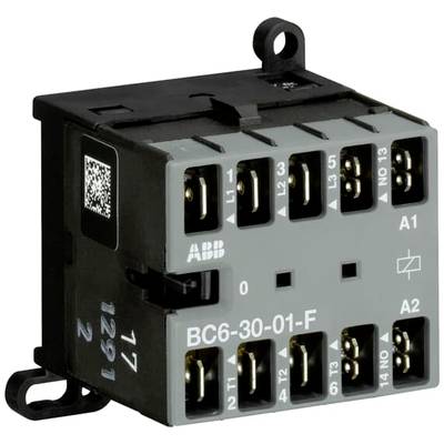 Električni kontaktor znamke ABB, model BC6-30-01-F, prikazuje priključne sponke in tehnične oznake na sprednji strani.