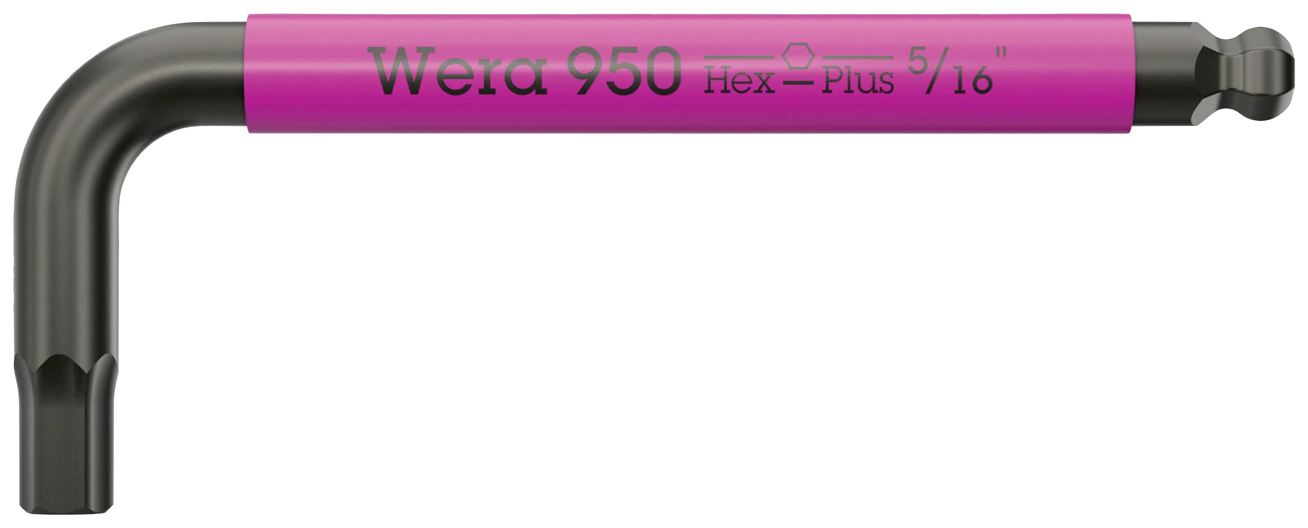 Imbus ključ znamke Wera, model 950, s tehnologijo Hex-Plus, velikost 5/16 palca, rožnat ročaj.