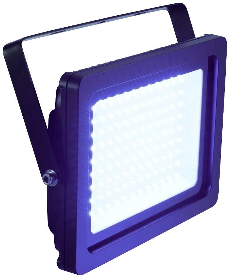 LED reflektorska luč v kvadratni obliki, ki sveti intenzivno svetlo modro. Primerna za stage osvetlitev ali zunanjo uporabo.