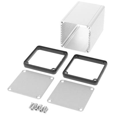 Aluminijasto ohišje z odstranljivimi stranskimi ploščami in vijaki. Primerno za elektronske projekte ali DIY-sklope.