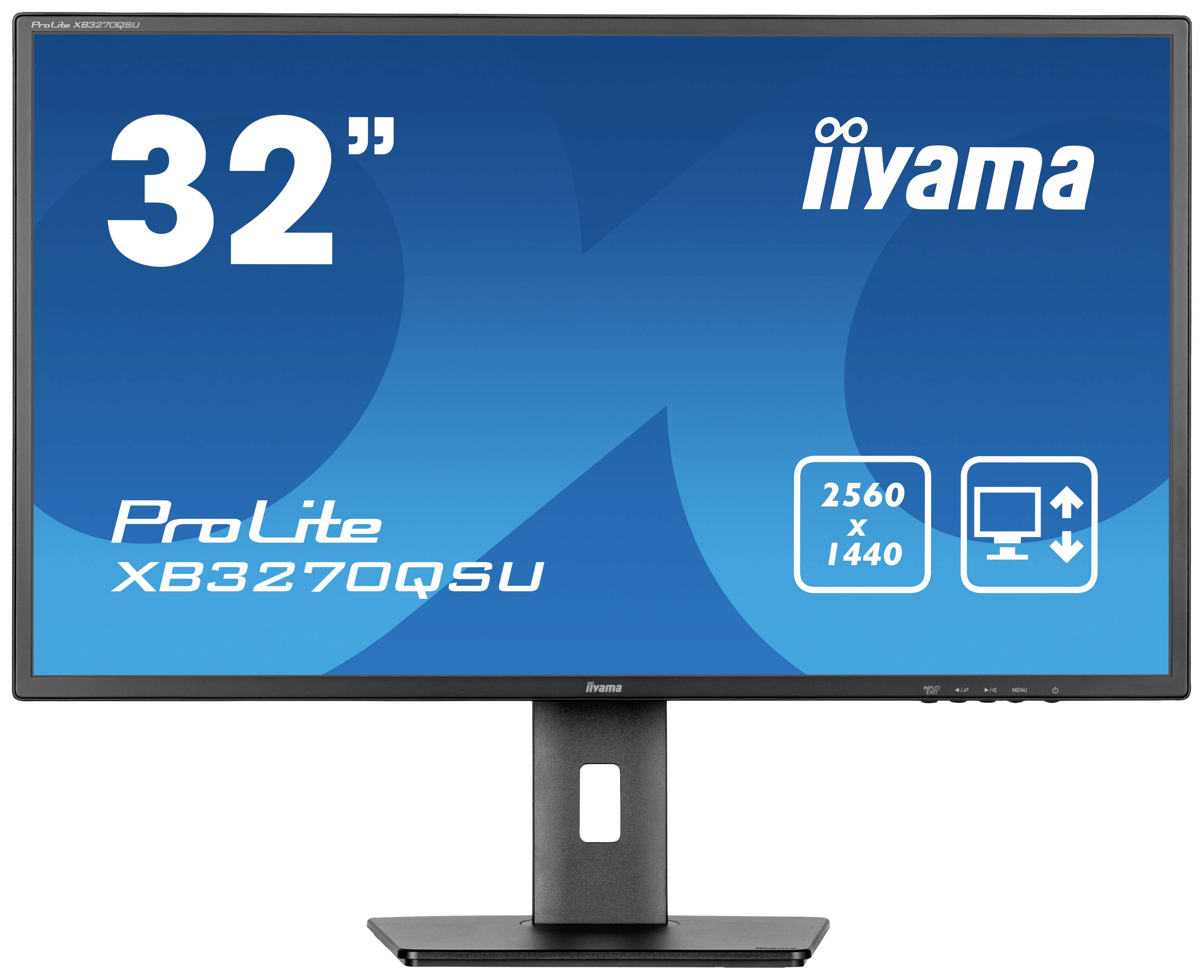 32-palčni monitor z modelnim imenom 'ProLite XB3270QSU' podjetja iiyama. Ločljivost: 2560x1440. Zaslon prikazuje simbol monitorja in besedila.
