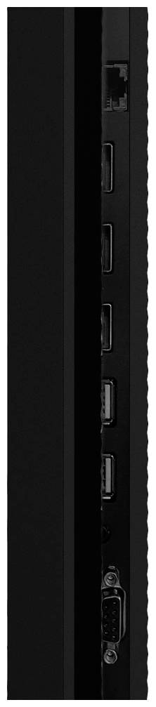 Črn računalniški ohišje z več priključki na strani, vključno z USB, HDMI in Ethernet, za napredno povezljivost.