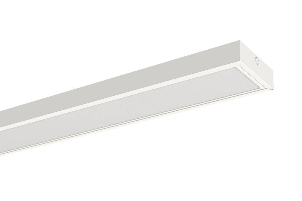 Podolgovata LED-svetilka z belim pravokotnim ohišjem.