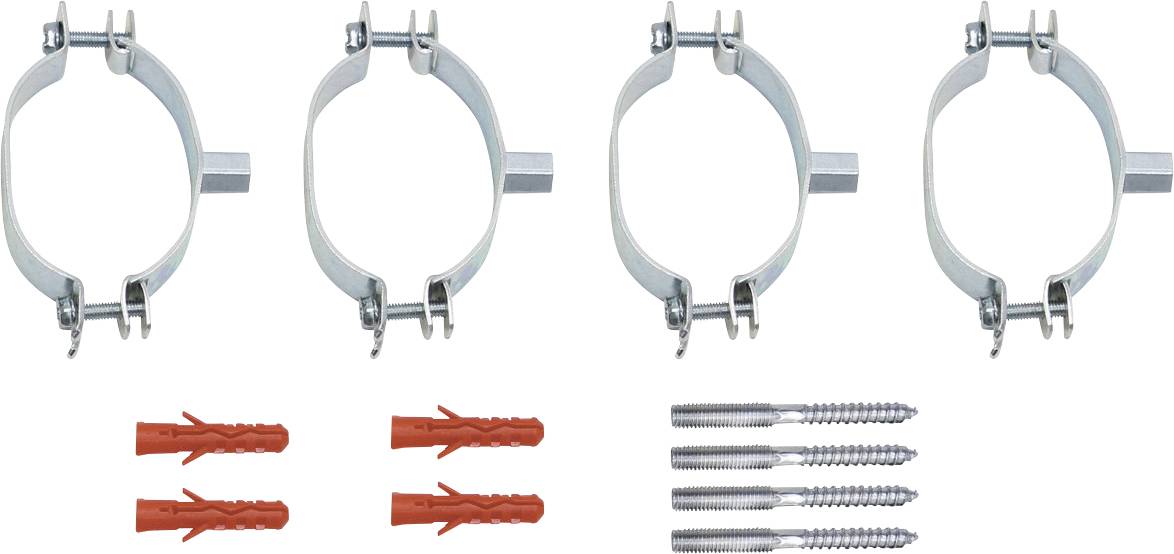 Risba objemke za cev z vložkom. Objemka je povezana s pritrdilnim mehanizmom, ki drži vložek v položaju.